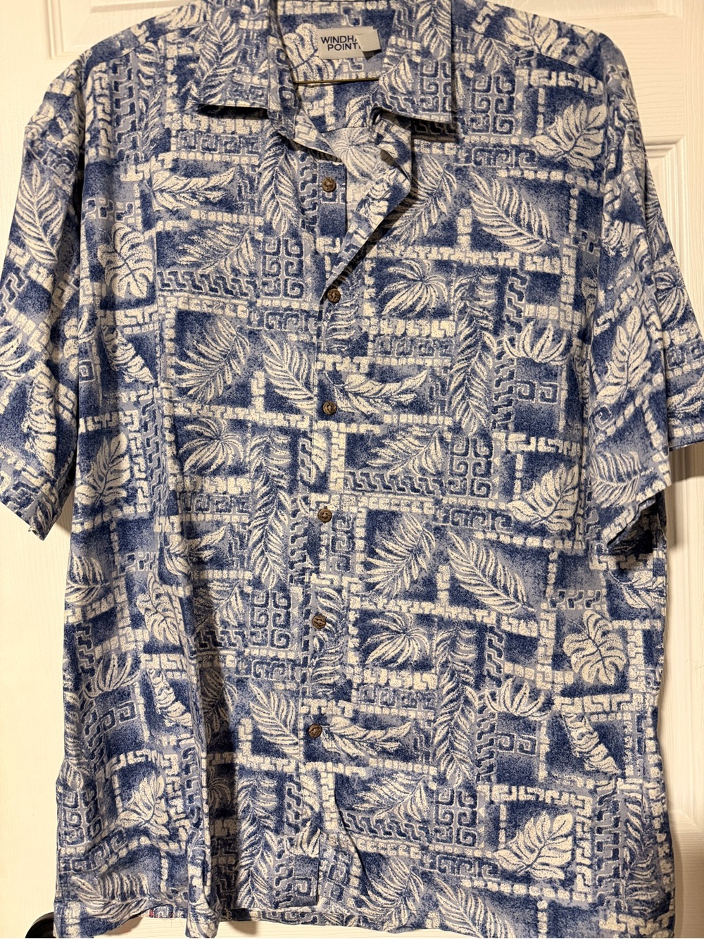 Windham Point Blue Tropical Print Short-Sleeve Button-Down Shirt